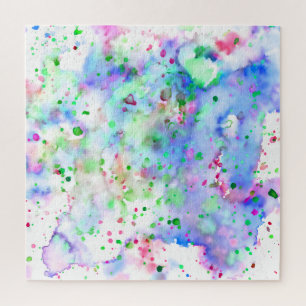 Fun Blue Lila Pink & Green Paint Spritzer Puzzle