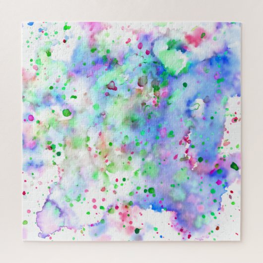 Fun Blue Lila Pink & Green Paint Spritzer Puzzle (Vertikal)