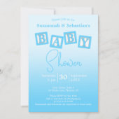 Fun Blue Ombre BABY Boy Blocks Einladung (Vorderseite)