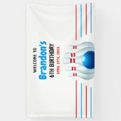 Fun Blue & Red Bowling Kinder 6. Geburtstag Banner (Vertikal)