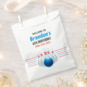 Fun Blue & Red Bowling Kinder 6. Geburtstag Geschenktütchen (Ausgeschnitten)