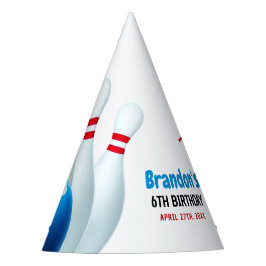 Fun Blue & Red Bowling Kinder 6. Geburtstag Partyhütchen