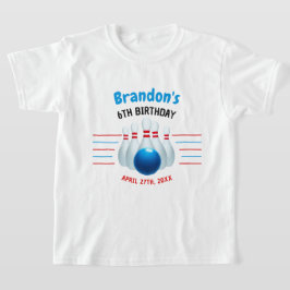 Fun Blue & Red Bowling Kinder 6. Geburtstag T-Shirt