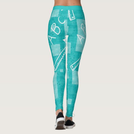 Fun Blue School Lehrer Student ABC Leggings (Rückseite)