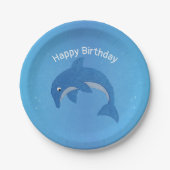 Fun Blue Sparkle like Dolphin Jumping Birthday Pappteller (Vorderseite)