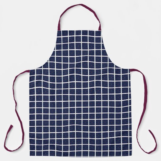 Fun Blue Squares auf Blue Geometric Schürze (Vorderseite)