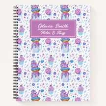 Fun Blue und Lila Cup Cake und Lollipop
