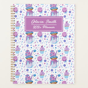 Fun Blue und Lila Cup Cake und Lollipop Planer