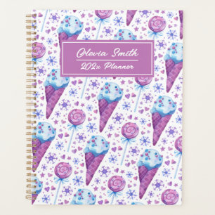 Fun Blue und Lila Ice Cream und Lollipop Planer