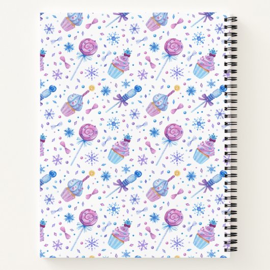 Fun Blue und Lila Snow Cup Cake und Lollipop Notizblock (Rückseite)