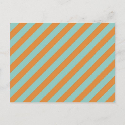 Fun Blue und Orange Diagonal Stripes Muster Postkarte (Vorderseite)