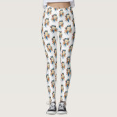 Fun Blue und Orange Frosch Muster Leggings (Vorderseite)