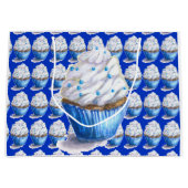 Fun Blue Velvet Cupcake Geschenktasche Große Geschenktüte (Vorderseite)