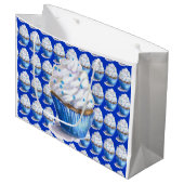 Fun Blue Velvet Cupcake Geschenktasche Große Geschenktüte (Vorderseite Schrägansicht)