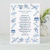 Fun Blue White Baking & Cooking Utensiy Preisliste Menükarte (Stehend Vorderseite)