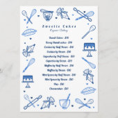 Fun Blue White Baking & Cooking Utensiy Preisliste Menükarte (Vorderseite)