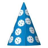 Fun Blue White Pickleball Muster Personalisiert Partyhütchen (Rückseite)