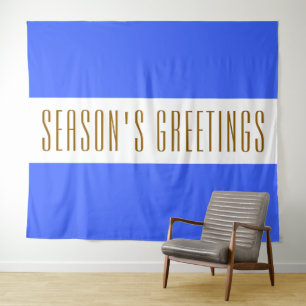 Fun Blue White Stripes Tall Saison GREETINGS Wandteppich