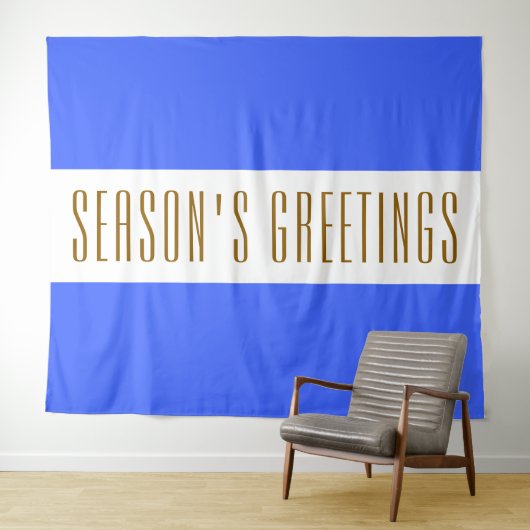 Fun Blue White Stripes Tall Saison GREETINGS Wandteppich (Beispiel (Horizontal))