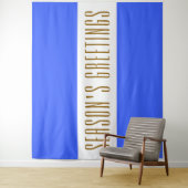 Fun Blue White Stripes Tall Saison GREETINGS Wandteppich (Beispiel)