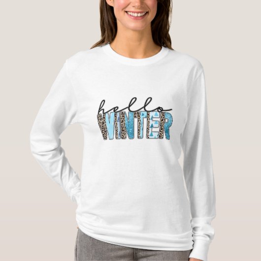 Fun Blue Winter Animal Print T-Shirt (Vorderseite)