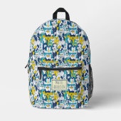 Fun Blue Yellow Dogs Pattern Personalized Name Bedruckter Rucksack (Vorderseite)