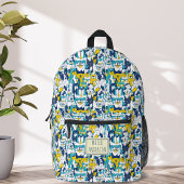 Fun Blue Yellow Dogs Pattern Personalized Name Bedruckter Rucksack