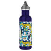 Fun Blue Yellow Dogs Pattern Personalized Name Edelstahlflasche (Rechts)