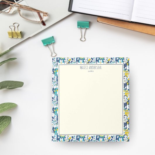 Fun Blue Yellow Dogs Pattern Personalized Name Notizblock