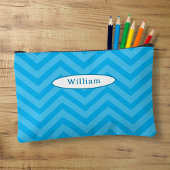 Fun Blue Zickzack Muster Personalisiert Pencil Cas Zubehörtasche