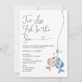 Fun Blue Zwei weniger Fische in der Verlobung des  Einladung (Vorderseite)