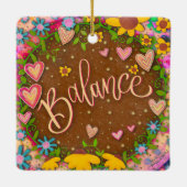 Fun Blues Balance Rosa Hübsches Herz Inspirivity Keramikornament (Rückseite)