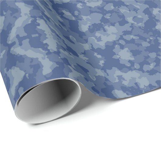 Fun Blues mit Gray Shadows Camouflage Geschenkpapier (Rolleneckpunkt)