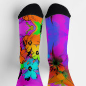 Fun Blume bunt abstrakte Orange Fuchsia Kitty Socken (Oben)