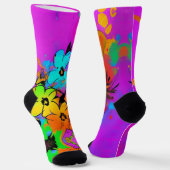 Fun Blume bunt abstrakte Orange Fuchsia Kitty Socken (Gewinkelt)