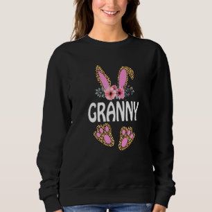 Fun Blume Floral Leopard Granny Bunny Happy Easte Sweatshirt