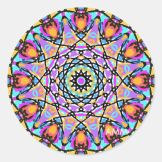 Fun Blume Kaleidoskop Runder Aufkleber
