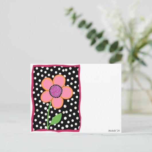 Fun Blume mit Dots Postkarte (Stehend Vorderseite)