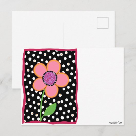 Fun Blume mit Dots Postkarte (Vorne/Hinten)