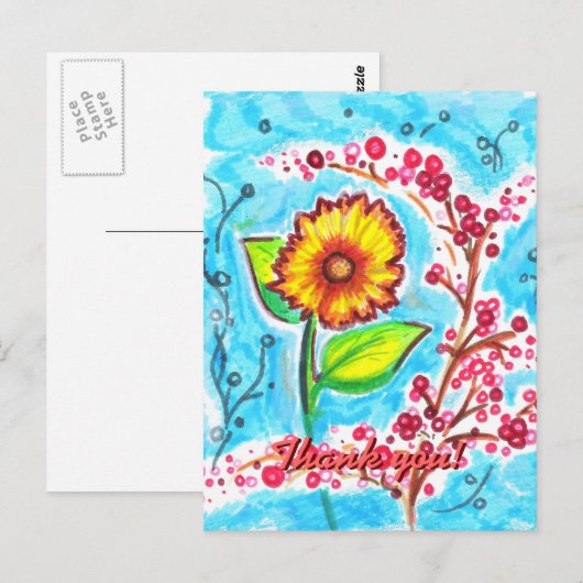 Fun Blume Postkarte (Vorne/Hinten)