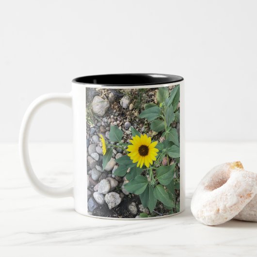 Fun-Blume-Tasse Zweifarbige Tasse (Mit Donut)