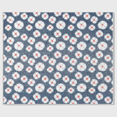 Fun Blume über Denim Geschenkpapier (Flach)