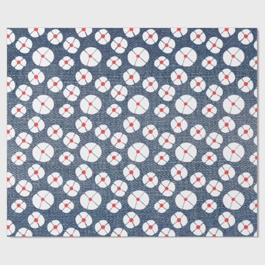 Fun Blume über Denim Geschenkpapier (Flach)