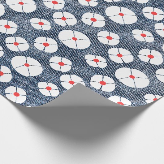 Fun Blume über Denim Geschenkpapier (Ecke)