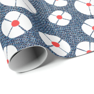 Fun Blume über Denim Geschenkpapier