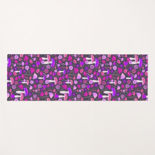 Fun Blumen Pilze Rosa, Lila und schwarz Yogamatte (Vorderseite (Horizontal))