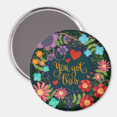 Fun Blumenherz Inspiriere Zitatanreize Magnet (Vorderseite/Rückseite)