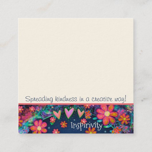 Fun Blumenherz Inspirierend Quote Kindness Cards Quadratische Visitenkarte (Rückseite)