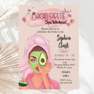 Fun Blush Bachelorette Wellness-Center Wochenende Einladung