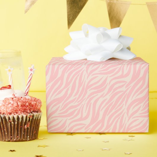 Fun Blush Pink Tiger Streifen Muster Geschenkpapier (Geburtstagsparty)